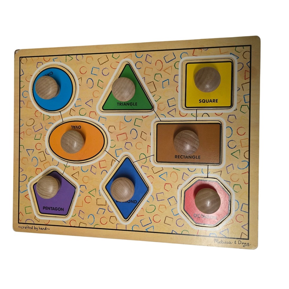 Melissa & Doug Fresh Start Jumbo Knob Puzzles Geometric Shapes Wooden Toy